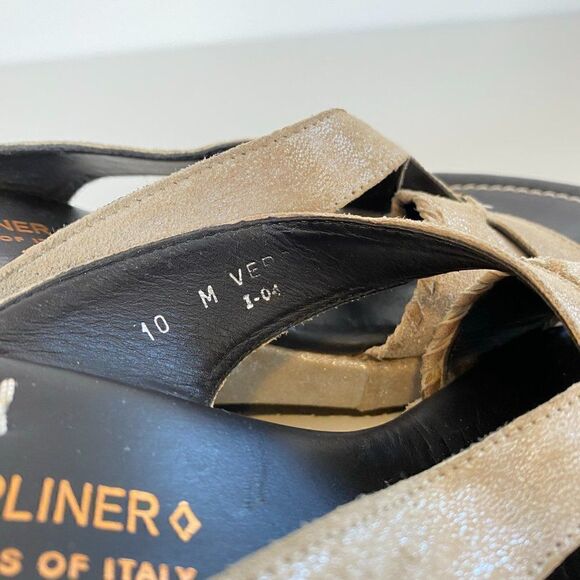 Donald J Pliner Brown Metallic Leather Wedge Sandals - Picture 6 of 6